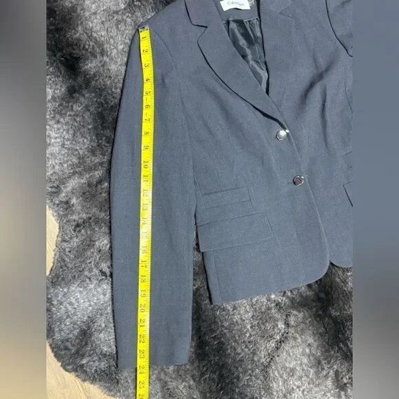 Calvin Klein Women 10P Gray Rayon Blend Blazer Career Office Rayon Blend - Picture 10 of 11